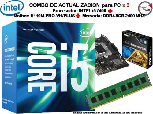 Combo Actualizacion Intel Core I5 7400 + H110m+8gb