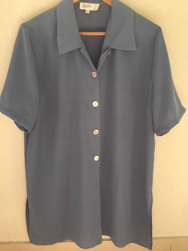 Camisa Mujer Manga Corta Xxl Talle 3 Usada Azul Claro