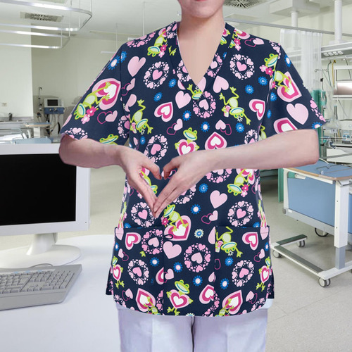 Camiseta Exfoliante Con Cuello En V Para Mujer, Uniforme De