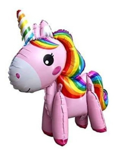 Globo Metalizado 3d Unicornios Rosa 70 Cm Apto Aire Común