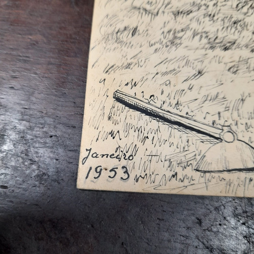 Imagem 3 de 7 de Pintura Desenho Bico De Pena Nanquim Datado 1953 Antigo