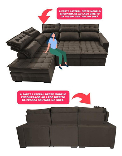 Sofá de Canto Esquerdo 2,65x2,30m Retrátil e Reclinável com Molas Ensacadas Cama inBox Nobre Café