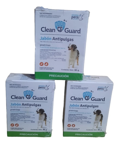 Jabon Antipulgas Pack De 3 Pz Clean Guard 80 Gr Para Perro