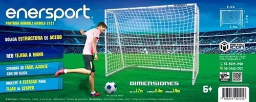 Portería De Fútbol Con Red Enersport De Acero Resistente