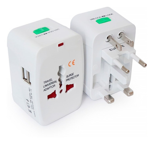 Adaptador Universal De Corriente + Cargador 2 Puertos Usb