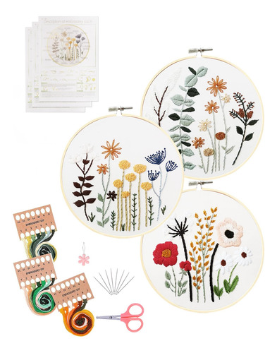 Santune Paquete De 3 Kits De Bordado Para Adultos Kits De Pu