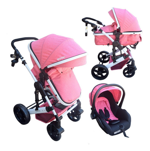 Imagen 2 de 10 de Coche Mega Baby Bebe Convertible Tres En Uno Con Huevito + Asiento Moisés Cuna Plegable Liviano