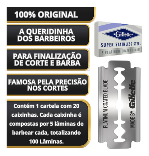 Lâmina De Barbear Gillette Platinum Com 100 Lâminas Original