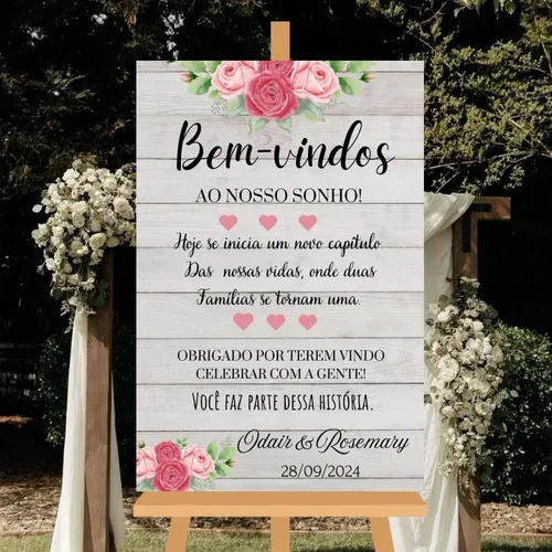 comprar Quadro Recepção Casamento Bem Vindos Ao Nosso Sonho Rosa