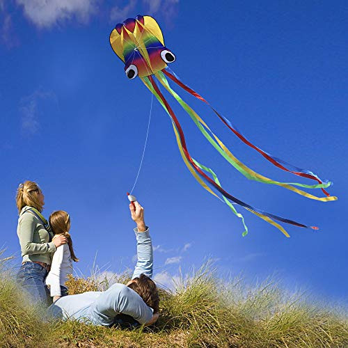 Cometa R2f Rainbow Soft Octopus De 14 Pies Para Niños Y Adul