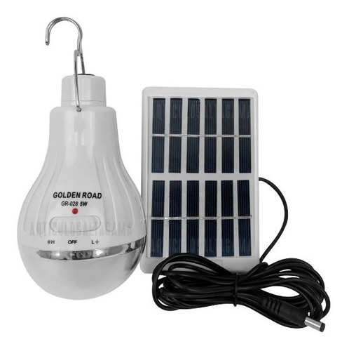 Kit Bombillo Recargable 5w Portátil Liviano Con Panel Solar