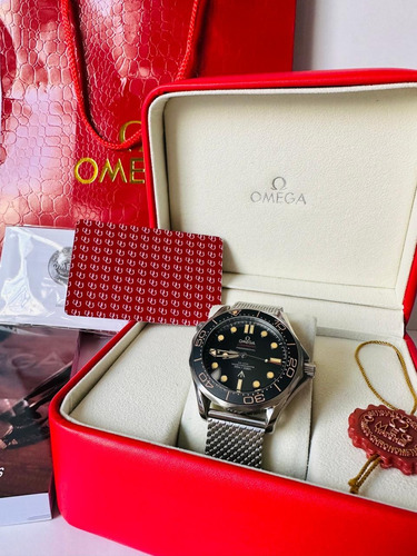 Reloj Omega Seamaster Extensible Malla Plata /negro+ Fullset Plateado Negro/bronce Negro (Usado)