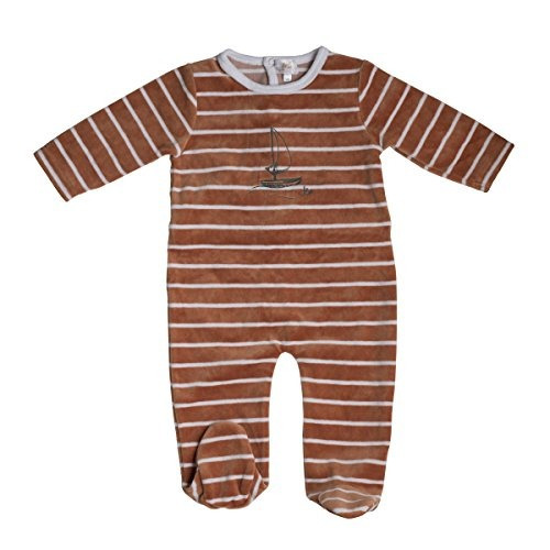 Jack & Jill Del Bebé Mameluco, Rayado Velour Onesie Con Los 