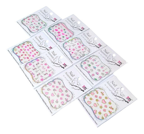 Sticker 3d Uñas X 10 Decoración Diseño Nail Art Spa Cumple