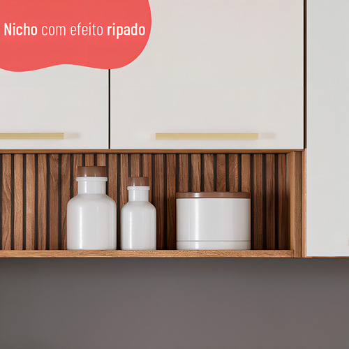 Cozinha Completa Thela Ana Com Armário E Balcão Mel/branco
