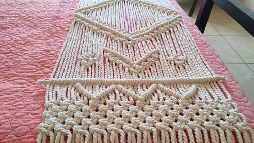 Camino De Mesa / Piecera Para Cama Tejido A Macramé
