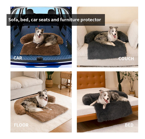 Sofá Cama Grande Calmante Para Perros Y Gatos Gris Lavable Gris Diseño