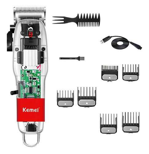 Máquina Profissional Kemei KM-NG208 Clipper Cabelo Transparente 110V/220V