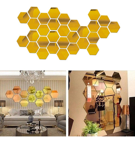 Para Juego De Pegatinas De 100 Piezas De Espejo Hexagonal
