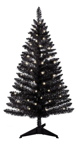 Arbol De Navidad Artificial Negro Iluminado De 4 Pies, No Pr