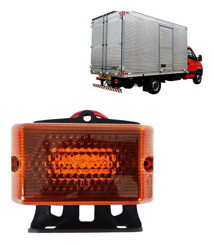  Lanterna Lateral Led Caminhão Baú Carreta C Suporte 12v 24v