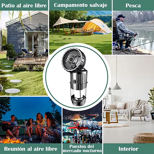 Lampara Recargable Solar Para Campismo Con Ventilador,sonido