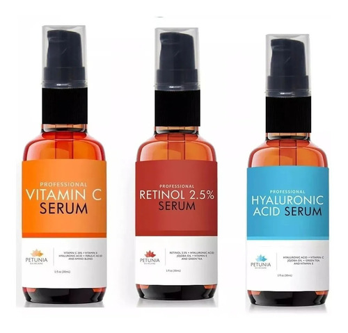 Trio Petuni Petunia (retinol+hyalurônico+vitamina C 30ml C/u