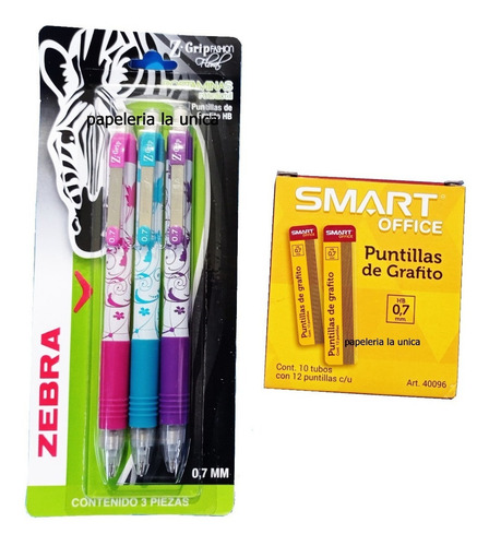 Kit De 3 Lapiceros Portaminas + Paquete De 10 Portaminas Color Lapicero 0.7