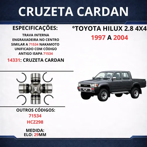 Cruzeta Cardan Hilux 2.8 4x4 1997 1998 2002 2003 2004