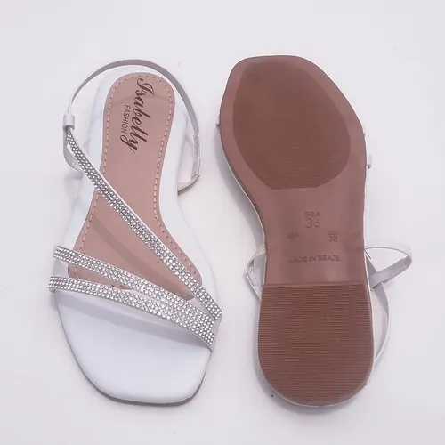 Sand lia Rasteirinha Feminina Com Strass Tiras Promo o R 79 99