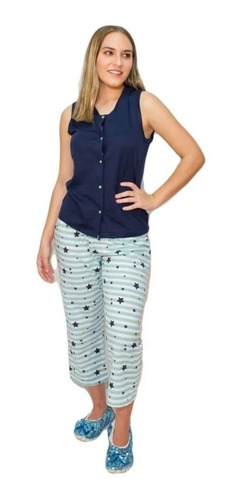 Pijama Conjunto 2 Piezas Capri Y Pantalón Mujer Dama Cómoda