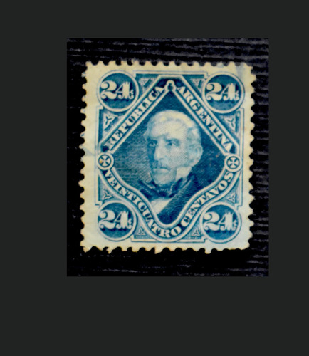 Estampilla San Martin 1878 ( A 1887 ) Azul .