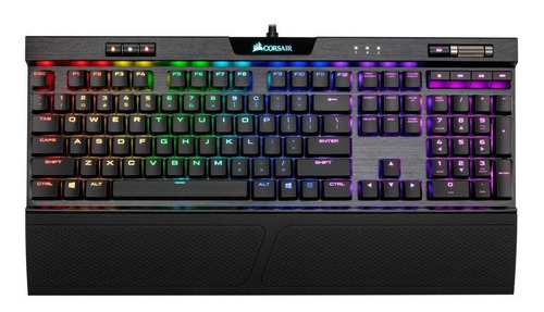 Teclado gamer Corsair Rapidfire K70 QWERTY Cherry MX Speed español España color negro con luz RGB