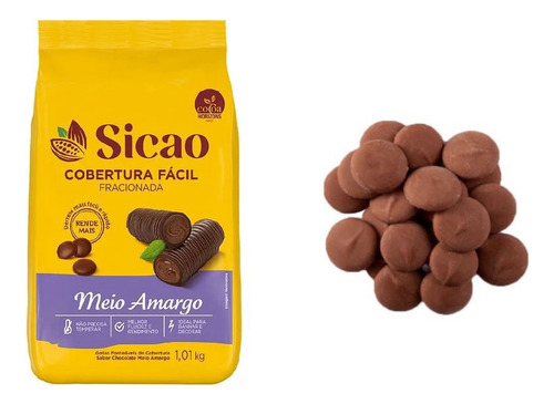 Cobertura Facil Chocolate Meio Amargo Gotas 1,01kg Sicao