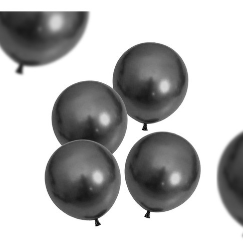 Imagen 1 de 1 de Set 25 Globos Látex Metalizados Color Negro
