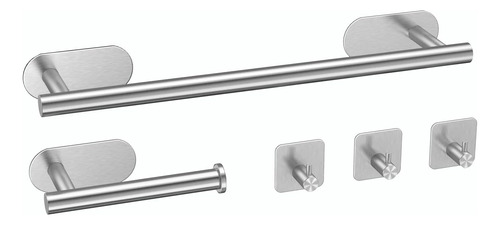 Set De 5 Accesorios De Acero Inox. Autoadhesivo Para Baño  