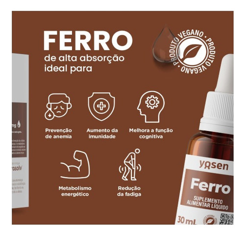 Ydrosolv Ferro 30ml Suplemento Alta Absorção Yosen