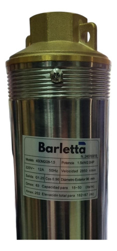 Bomba Pozo Profundo Barletta 202mts 2/28 2hp C/50mts Cable