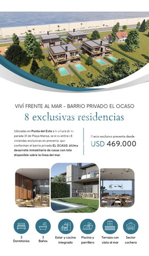 Venta Casa Barrio Privado, Frente Al Mar, Mansa