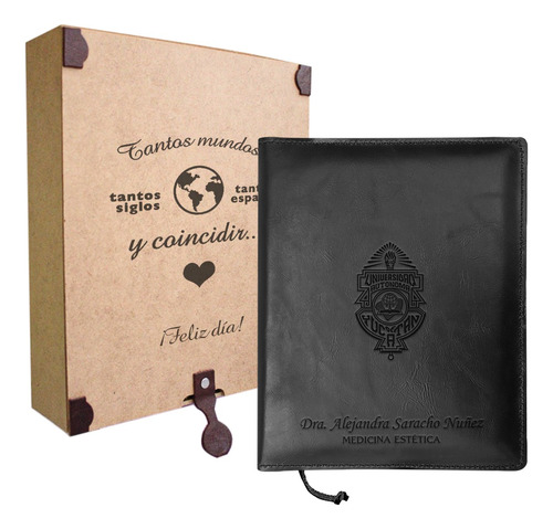 Agenda De Lujo Personalizada Con Nombre En Caja De Madera