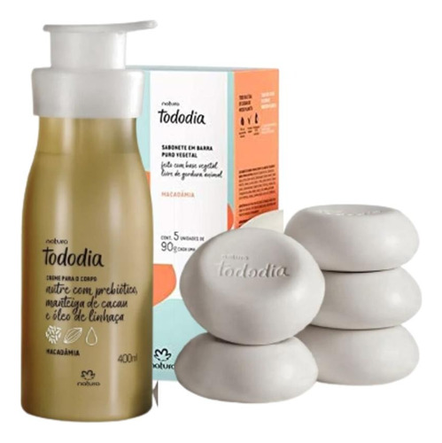 Tododia Macadamia Crema Corporal, Jabones Caja.x5 Set Natura