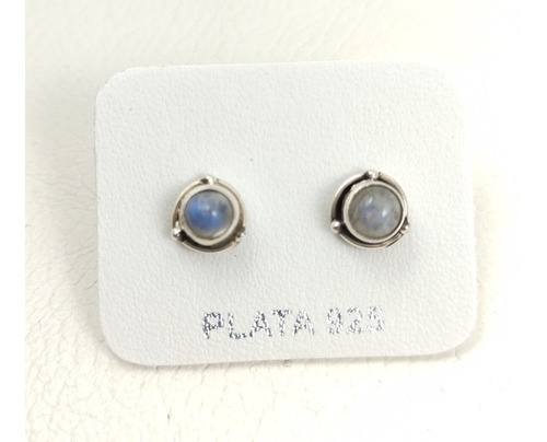 Aros Piedra Luna Natural India Plata 925 Sellada Art379