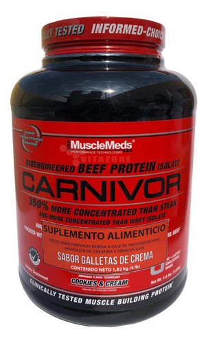 Proteína Muscle Meds Carnivor 4 Lbs Sabor Cookies And Cream
