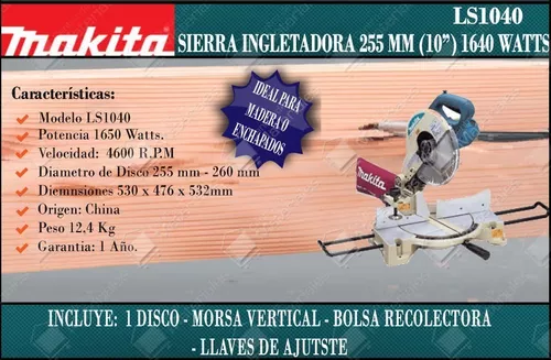 Sierra Ingleteadora 10 1650 W Makita LS1040