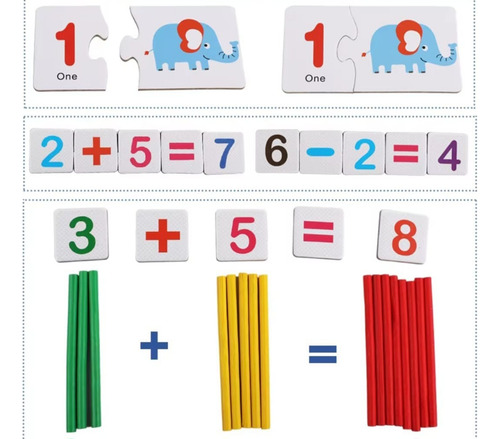 Kit De Aprendizaje Matemático Con Tarjetas Y Palitos
