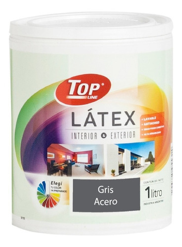 Pintura Latex Lavable Interior Exterior 1 Litro Colores Color Gris acero
