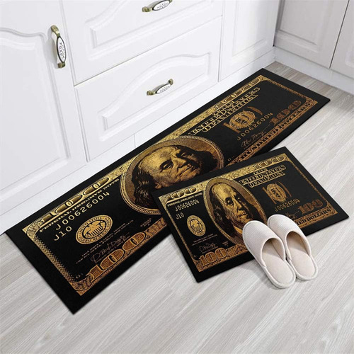 Fadalo Art 100 Dollar Bill Alfombras De Cocina Set 2 Piezas 