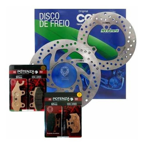 Kit Disco Freio D/t Lander 250 Até 2015+jg Pastilha Potenza