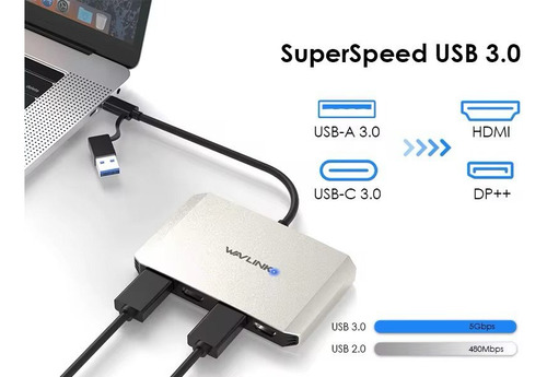 Dockstation Hub Displaylink Usb-c Com 2 Hdmi + 2dp