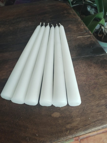 Paquete Con 5 Vela Candelabro. Mide 20 Cm Blanco